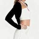 Womens Long Sleeve Casual Cardigan Cropped Bolero Thin Open Front Shrug for Dresses Tank Tops Dressy Elegant Cardigans (Black,Large)