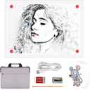 A4 Rechargeable LED Tracing Light Box with Carry Bag, ELICE Wireless Battery Powered Light Pad Artcraft Lightpad Cordless Light Board for Diamond Painting Drawing Sketching Weeding Vinyl (White)