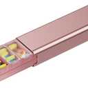 7 Day Weekly Metal Pill Organizer for Travel, Kursoaya Premium Aluminum Daily Pill Box, Cute Portable Pill Case, Large Capacity Pill Holder for Supplements, Pills, Vitamins, Medicine (Rose Gold)