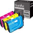 NoahArk 3 Packs 232XL Remanufactured Ink Cartridge Replacement for 232 232XL T232 T232XL High-Capacity Work for XP-4200 XP-4205 WF-2930 WF-2950 Printer (Cyan, Magenta, Yellow)