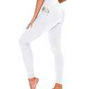 High Waisted Leggings for Women - No See Through Tummy Control Cycling Workout Yoga Pants with Pockets Reg & Plus A-White, 2 XL