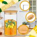 Layhit 3 Piece Lemon Glass Canister Set 24oz Borosilicate Jars with Airtight Bamboo Lids Lemon Decoration Kitchen Storage for Coffee Tea Flour Cookies Farmhouse Countertop Decoration