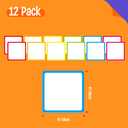 4 x Magnetic Blank Labels, 12 PCS Dry Erase Reusable Neon Name Tag Magnets with Colorful Frame in 6 Colors for Whiteboard, Locker, Fridge, School, Office, Home (Each Measures 4" x 4")