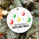 2 x Golf Ornament 2025  White Elephant Gift for Golfers, Deck The Halls with Golf Balls Ceramic Ornament  Holiday Tree Decoration for Golfers, Gag Gift & Stocking Stuffer