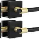 Goldenwarm Black and Gold Passage Door Handles, Matte Black Closet Door Handles, Black and Gold Interior Lever Door Handle for Hallway, Closet(2 Pack Square, Zinc Alloy)