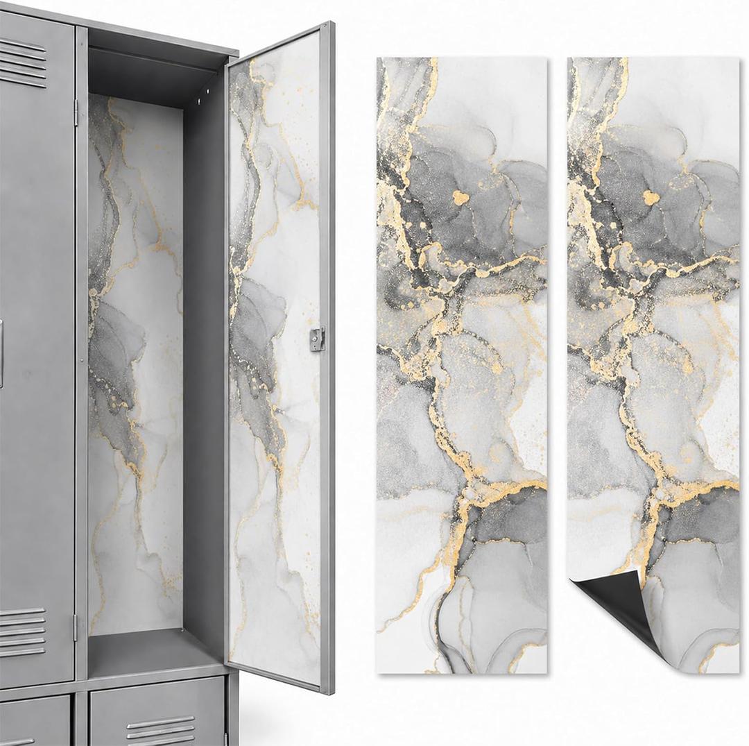 2 PCS White Marble School Magnetic Wallpaper 12*36in Locker Decoration