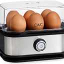 COOK WITH COLOR: 210 Watt Egg Cooker - 6 Egg Capacity, Rapid Cook Time, Automatic Shut Off Boil-Dry Protection, with Tray, Measuring Cup, and Lid, Stainless Steel