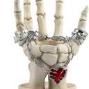 Skeleton Hand Ring Holder Gothic Halloween Decor Skeleton Halloween Decorations Indoor Lamp Tealight Candle Holder Earring Organizer Necklace Holder Organizer- White