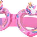 RARITYUS Cute Cartoon Pattern Swim Goggles Waterproof Anti Fog Swimming Goggles for Youth Kids Child (Heart-shaped Unicorn)
