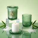 2 Pack Qtip Holder - Apothecary Jars with Lids, Bathroom Organizers and Storage Canister for Cotton Balls,Swabs,Floss Picks,Hair Ties,Clear Glass Vintage Bathroom Decor Jar Set (Green)