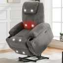 Power Lift Recliner Chair for Elderly,Lift Chair with Massage and Heat for Living Room,155Adjustable Corduroy Electric Recliner Chairs with 2 Cup Holders and Stand Assist for Living Room,Grey, Oversized