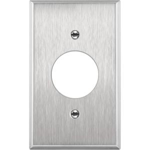 ENERLITES 7751-NEW 1.406" Hole Single Receptacle Outlet Metal Wall Plate, Corrosion Resistant, 1-Gang 4.50" x 2.76", 7751, 430 Stainless Steel, UL Listed, Silver, Standard Size