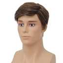 Mens Short Brown Wig Layered Fluffy Synthetic Hair Male Wigs Daily and Halloween Wig