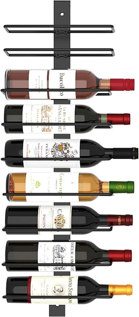 C&AHOME Wall Mounted Wine Rack, 9 Bottle Wall Mounted Wine Rack, Adjustable and Separable Metal Hanging Wine Bottle Holder, Freely Wall Wine Rack for Kitchen Pantry Bar Wine (1)