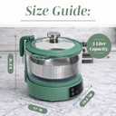 COOK WITH COLOR 3L Glass Mini Low Carb Rice Cooker – Holds 2 Cups Raw/Makes 6 Cups Cooked with Auto Lift Filter Basket, Hotpot & Steamer for Rice, Grains, Digital Panel with Keep Warm, Dark Sage