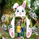 2 x Easter Bunny Door Banner Decorations Cute Cartoon Rabbit Hanging Porch Sign Banner Pink Giant Happy Easter Door Cover for Front Door Home Wall Garage Decor Spring Birthday Baby Shower Party Supplies