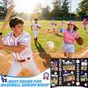 Resurhang 4 Set 24''x16'' Baseball Senior Night Gifts Senior 2026 Trifold Poster Board Photo Display Board with 12 Sheet Sports Themed Stickers for Graduation Picture Frame Sport Theme Party Supplies