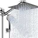 Shower Head Combo,10 Inch High Pressure Rain Shower Head with 11 Inch Adjustable Extension Arm and 5 Settings Handheld ,Powerful Shower Spray Against Low Pressure Water with Long Hose (Chrome)