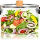 4L Simmer Pot Clear Cook Pot Heat Resistant Cooking Pot Cookware Glass Saucepan with Cover and Wooden Handle for Stove for Potpourri, Pasta, Noodle,Soup,Milk