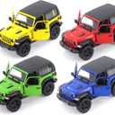 KiNSMART - Jeep Wrangler Rubicon Off Road 4x4 5 inch 1:34 Scale Die Cast Model Replica Toy Car (-SetOf4 Hardtop) (Multicolour)