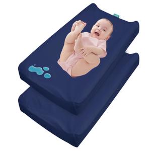 Changing Pad Cover Waterproof, 2 Pack Diaper Change Table Sheets for Baby Boys Girls, Fitted Cradle Sheets for 32"x16" Contoured Pad, Breathable & Ultra Soft, Navy