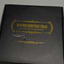 HGF Round Serving Tray, Black Brushed Gold, 9 Inch Metal Trays for Napkin Holder Condiment Spice Organizer, Decorative Tray for Coffee Table Kitchen Decor