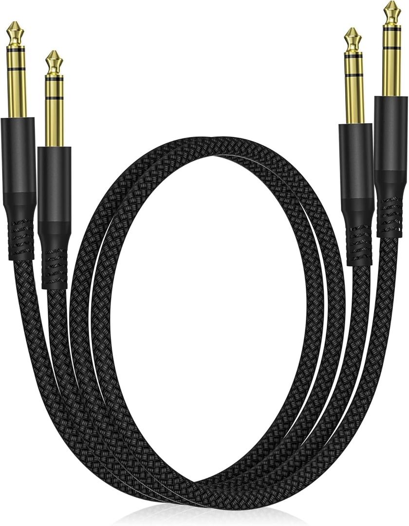 Elebase 1/4 Inch TRS Instrument Cable 3.3ft 2Pack,Straight 6.35mm Male Jack Stereo Audio Interconnect Cord,6.35mm Balanced Line for Electric Guitar,Bass,Keyboard,Mixer,Amplifier,Amp,Speaker,Equalizer