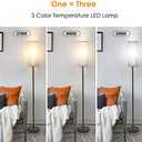Coucrek Floor Lamp for Living Room, 3 Color Temperature Modern Standing Lamps, Minimalist Pole Lamp Tall Lamps for Bedroom Living Room Office,Black