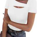 XIEERDUO Womens Summer Tops Short Sleeve Shirts for Women Sexy Tops Y2K Shirts One Piece Cutout Tops L