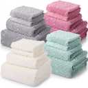 Mixweer 16 Pieces Bath Towels Sets Quick Dry Towel Set for Bathroom Included 4 Bath Towels 4 Hand Towels and 8 Washcloths Absorbent Bath Towel Sets Coral Velvet Towel for Shower Spa Hotel(Warm Color)