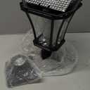 LUTEC Outdoor Solar Lamp Post Light with Pier Mount Base, Dusk to Dawn Waterproof Pole Light Head with Patterned Glass, Exterior Black Solar Powered Fence Post Light Fixtures for Outside