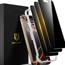 UNBREAKcable Privacy Screen Protector for iPhone 16 Pro, [2 Pack] Shatterproof Tempered Glass [25°Anti-spy][Easy Installation Frame][99.99% HD Clear][9H Hardness] [Anti-Fingerprint] for iPhone 6.3"