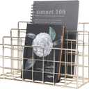 Simmer Stone Desktop Letter Sorter, Organizer for Mails Books Files Brochures Postcards Makeups, 3 Slot, Gold