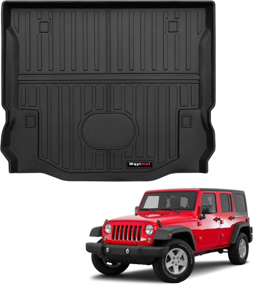 Custom for 2007-2018 Jeep Wrangler JK 4 Door Cargo Mats Trunk Liner All Weather TPE Rubber Protection Mat (for Jeep Wrangler JK 4 Door Cargo Mat)