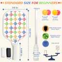 Premium Pickleball Paddles Set of 2, Fiberglass Surface & Polypropylene Honeycomb Core, Lightweight (7.5oz) with 4 Indoor/Outdoor Balls,GripTapes Carry Bag, Perfect for Beginner Men Women (Rhombus)