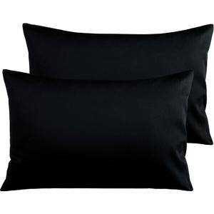 NTBAY Egyptian Cotton Queen Pillowcases - Set of 2, 500 Thread Count Cotton Pillowcases - Soft and Breathable Envelope Closure Pillow Cases - 20x30 Pillow Covers for Bed, Black