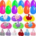 Easter Eggs Fillers with Bunny Plush 12Pack, Prefilled Easter Eggs Toys, Easter Basket Stuffers for Kids Teens Boys Girls, Classroom Treasure Box, Party Favors for Egg Hunt
