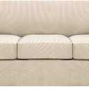 H.VERSAILTEX 4 Piece Stretch Couch Covers for 3 Cushion Couch Sofa Furniture Slipcovers Feature Upgraded Thicker Jacquard Fabric (Sofa, Natural) (Large)