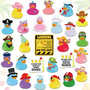 Watersay 27 Pcs Duck Cruise Door Magnet Decorations Ducky Magnetic Stickers Decals Reusable Funny Carnival Cruise Ship Cabin Magnet for Door Decor Car Fridge Refrigerator (Novel)