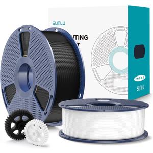 SUNLU PLA+2.0 3D Printer Filament 2KG, Upgrade PLA+ Filament 1.75mm, Tougher and Stronger, Dimensional Accuracy +/-0.02mm, 1KG per Spool, 2 Pack, 2KG Total, Black+White