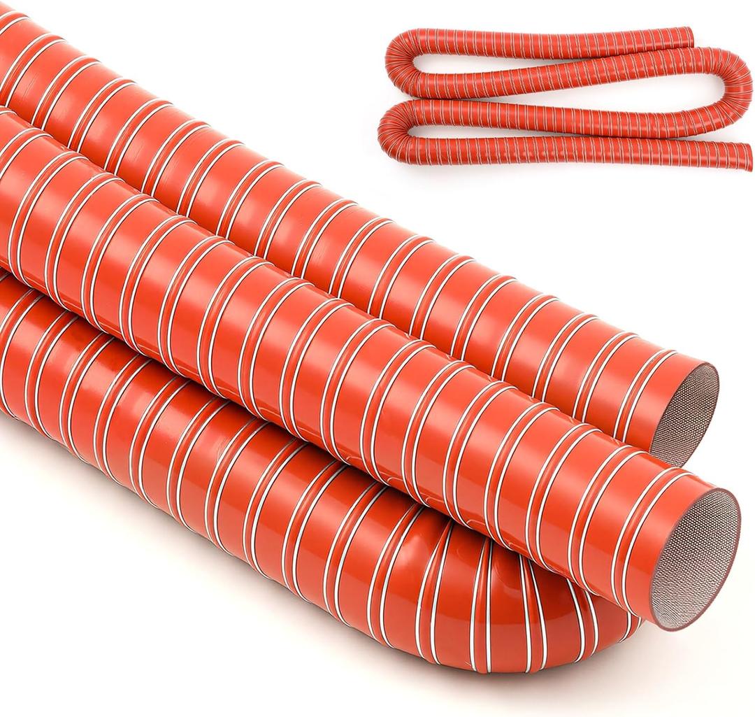 Pangda 2" Air Duct Hose Cooling Air Ducting, Length 3 Meter 10 ft 2" Silicone Flexible Brake Induction Intake Pipe High Heat Brake Exhaust Hose for Dryer System (Red)