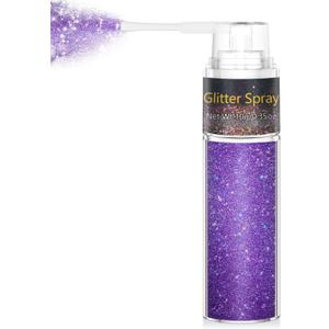 Hair and Body Glitter Spray, 1PC Sparkling Purple Hair Glitter Extra Fine Face Shimmer Powder for Clothes, Festival Loose Sparkle Powder for Rave Clothes Nail Art Easter Halloween Crafts (1PC Purple)