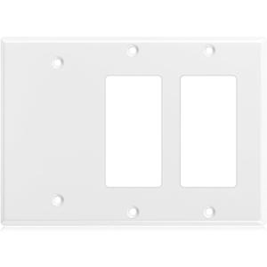 Kingdder 1 Pcs 3-gang 2-decorator 1-blank Wall Plate Standard Size Stainless Steel White Light Switch Plate Gloss Finish Size 3-gang 4.50" x 6.38" Corrosion-resistant Gfci Outlet Receptacle