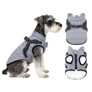 Dog Coat with Harness,Waterproof Dog Winter Jacket with Harness Built in Puppy Cold Weather Coats with Zipper Warm Fleece Dogs for Small & Medium Large Dogs(Gray,M)