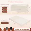 6-Inch Tri-Fold Foldable Mattress, Folding Sofa Bed with Removable Washable Cover, Portable Futon Mattress Full Size Floor Guest Mat with Non-Slip Bottom & Carry Handles for Camping (Beige, Queen)