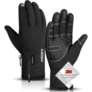 -10 F Winter Gloves Men Women & Kids, 5-Layer Waterproof Gloves for Cold Weather, Snow Ski Gloves with 10 Touchscreen Fingers (Large, Black)