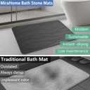 Stone Bath Mat, Non-Slip Diatomaceous Earth Shower Mat, Fast Drying Diatomite Stone Bath Mat, Highly Absorbent, Odorless, Easy to Clean (Stripe Dark Grey), 1'11" x 1'3"