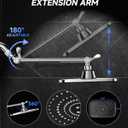 Veken 11.8" Rain Shower Head, Rectangular Rainfall Showerhead with 11" Stainless Steel Exension Arm, Height & Angle Decor Adjustable, High Pressure Shower Heads, Bathroom Accessories, Chrome