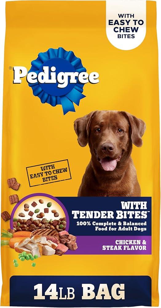 Tender Bites Complete Nutrition Adult, Chicken & Steak Flavor Dry Dog Food, 14 Lb Bag - Pet Food Made with 36 Vitamins, Minerals, and Amino Acids to Support Health and Vitality, Best By 05/18/26