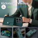for Moto G 2025 Case Card Holder,5 Multi Slots Wallet Phone,[RFID Blocking] TPU Interior Dual Layer Leather Protective,Stand Flip Cases Cover for Moto G 5G 2025 (Green)
